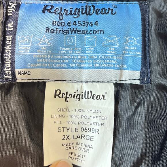 RefrigiWear Men’s 2XL Blue Cooler Wear Insulated Zip-Front Work Vest Workwear - Picture 3 of 7